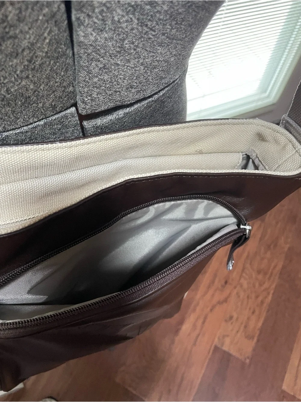 Nike Brown Leather-Style Messenger Crossbody Bag
